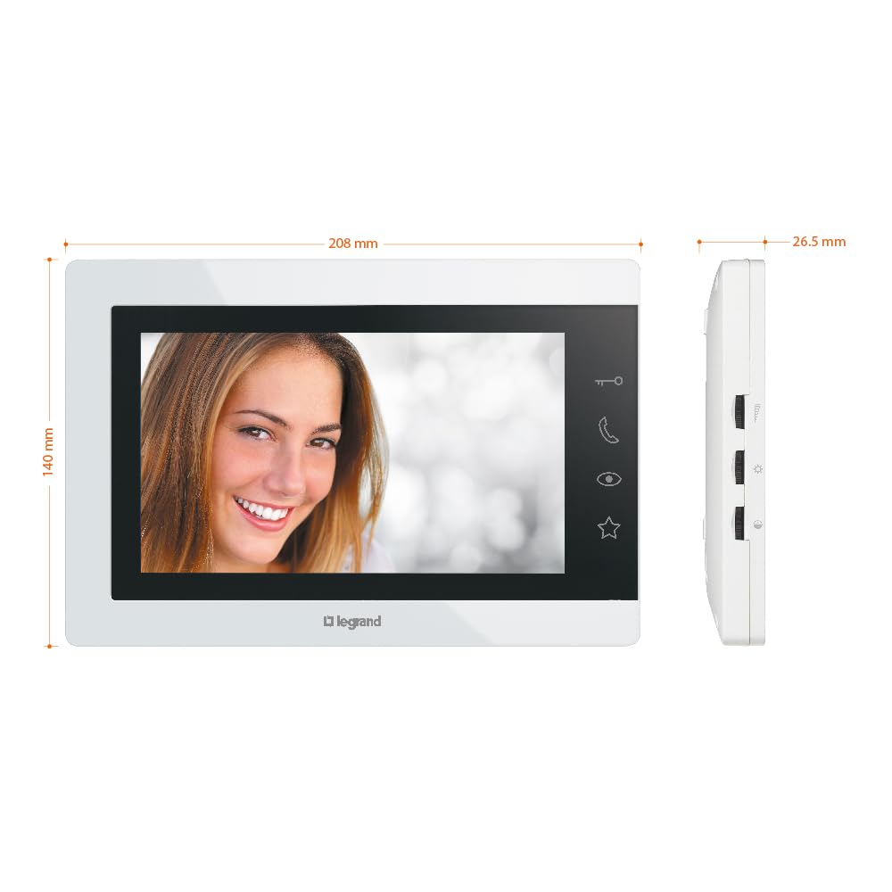 LEGRAND, EASYKIT Essential Video-Türsprechanlagen-Set mit 2-Draht-Anschluss, 7"-Farbmonitor & Weitwinkelkamera, 1-/2-Familienhaus-Set, erweiterbar, Reiheneinbau-Netzgerät, IP54-IK07, Weiß, 367915