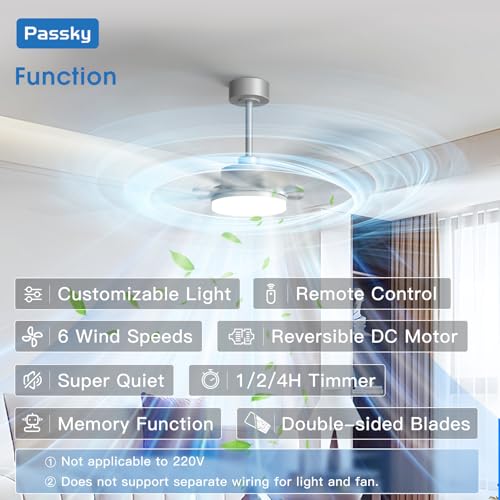 Image of 72 inch Ceiling Fans with Lights, Large Modern Ceiling Fan with Light and Remote Control, Reversible, Dimmable, 3CCT, Quiet, Nickel Ceiling fan For Bedroom Living Room Patio Farmhouse, Indoor /Outdoor