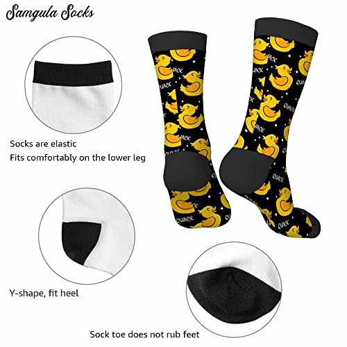 Image of Red Striped Crew Socks for Woman Size 6-8 Christmas Tree Moose Snowflake Dots Lines Girls Socks