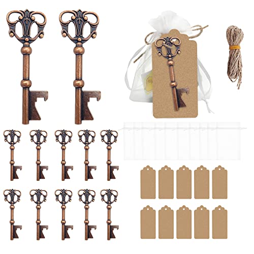 Clave Abrebotellas 10Pcs, Llave Abrebotellas Retro para Decoración de Bolsas de Recuerdos de Boda (Cobre-E) Cover