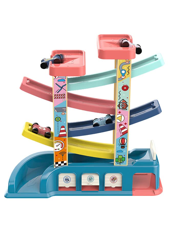 ZCM HAPPY 4 Layers Kids Sliding Racing Track Toy Car Game Ramp Racer with Car, Parking Garage
