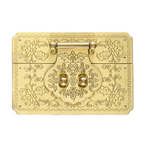 Image of 4.7 inch /12cm Square Antique Brass Hasp Pure Copper Fittings Retro Lock Slice Lock Nose(Gold)