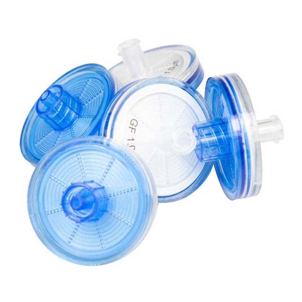 Polypropylen Spritzenvorsatzfilter mit Glasfaser Membran, Unsteril, 1µm Porengröße, 30mm Durchmesser, 100 Stück