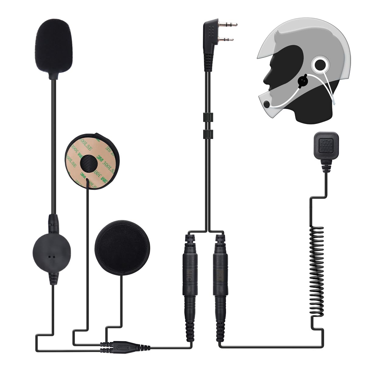 BAOFENG Rugged Radio Helmet Headset with Mic Microphone 2 PIN PTT BF-F8HP Pro UV-5R Mini AR-5RM UV-21R UV32 DM32 Two Way Radio Walkie Talkies : Electronics
