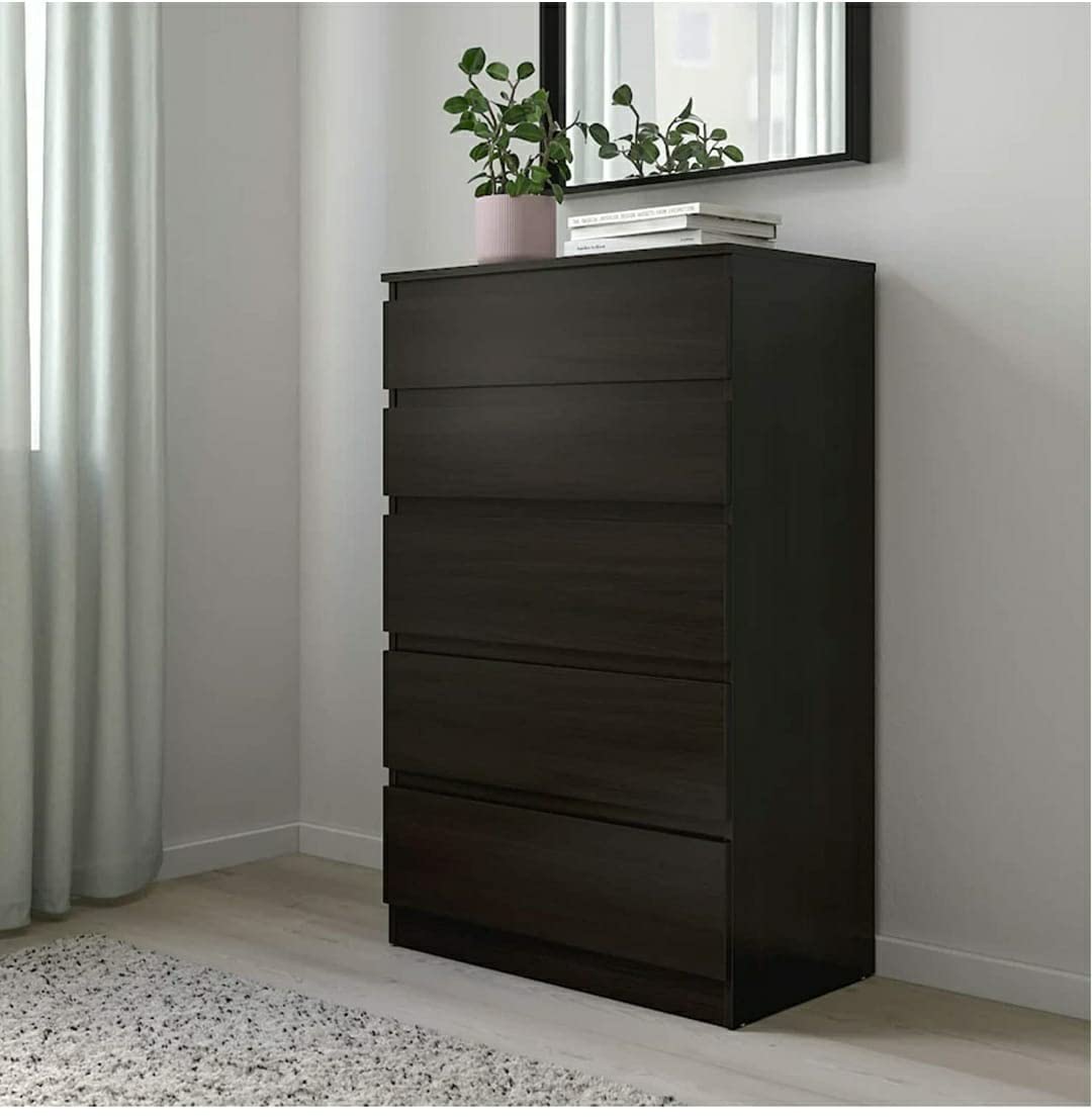 Engineered Wood Premium Chest Of Drawers For Multipurpose Used With Telescopic Channels/Dark Brown, Matte-image-23