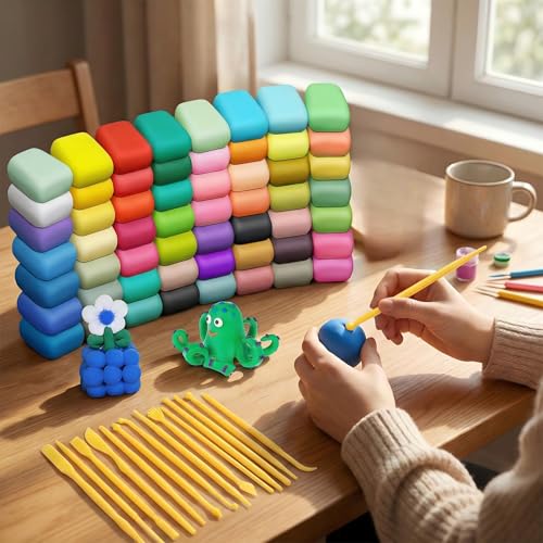 Kit argile séchée à l'air libre 56 couleurs loisirs créatifs DIY