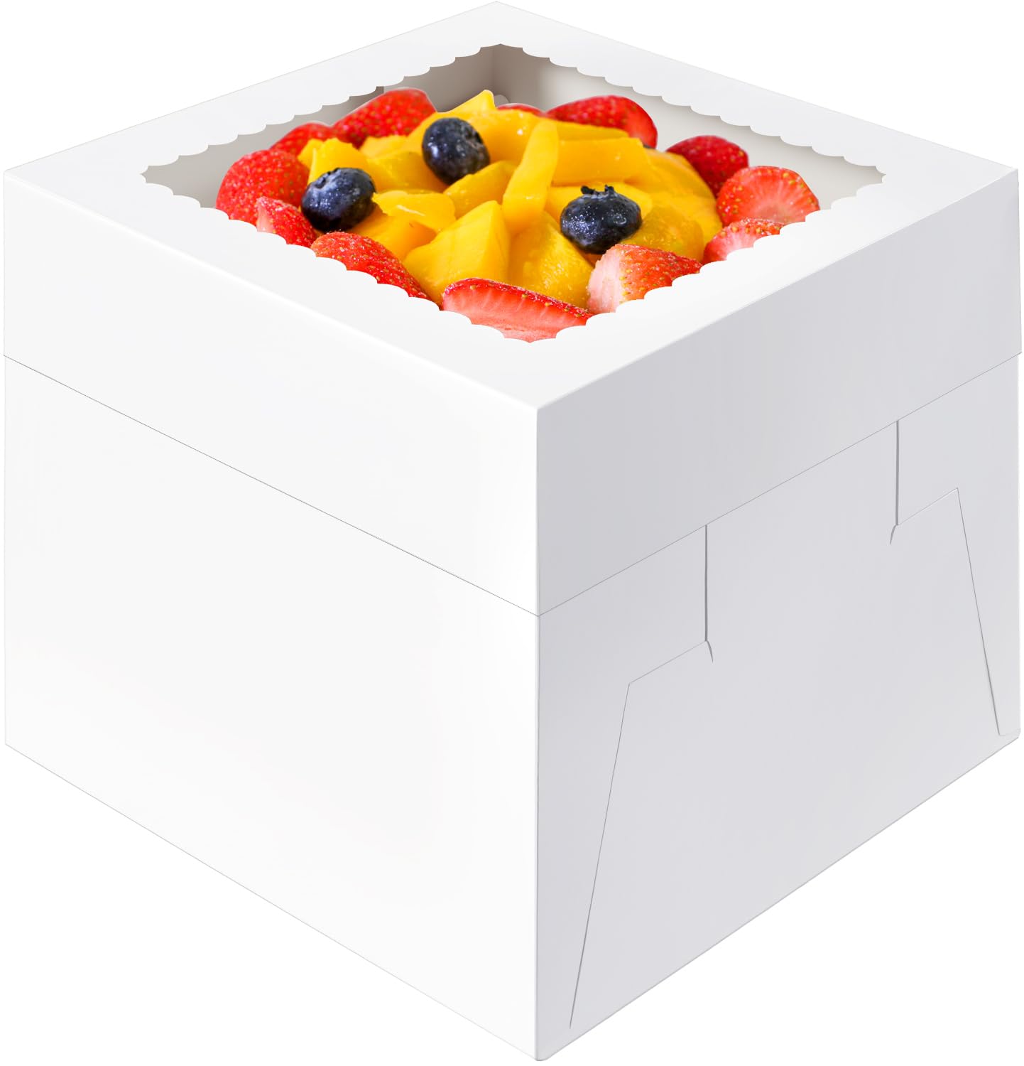 Vorfre 20 Pcs Cake Boxes, 10x10x8 Inch Tall Cake Box with Window, White Cake Boxes 10 Inch, Large Square Cake Box, Disposable Bakery Boxes for Cake