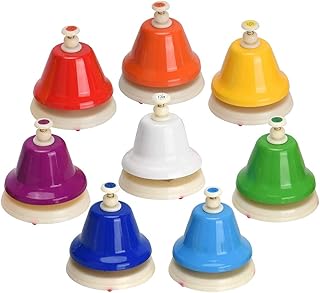 Luntfeiy Table Bells, 8 Tones Diatonic Metal Hand Bells, Rainbow Music Bells, Musical Learning, Teaching Percussion Instrument