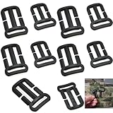 DraCra 10 Pack Tri Glide Slide 1 inch + 3/4' Slider Buckle Quik Attach Sternum Strap Adjuster with Guides Loop for Backpack Tactical Bag Vest Belt Dog Collar Harness Outdoor