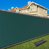 5X50FT Privacy Screen Fence, Heavy Duty Fencing Shade Cover, 170GSM 90% Blockage Mesh Shade Net for Wall Garden Yard Backyard (5 ft X 50 ft, Dark Green)