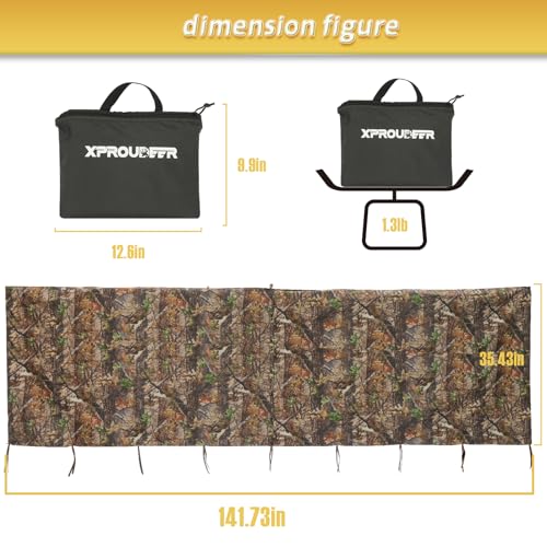 XProudeer Hunting Tree Stand Blind Cover,Treestand Camo Blind Kit,141.73\"x35.43\"Universal Tree Stand Accessories for Deer Hunting,Large Size with Silent Buttons - Thumbnail 2