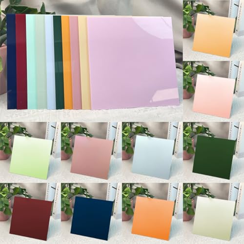 Image of 2 Pcs 12x12 Inch 1 /8 in Thickness Mughal Green Pastel Color Plexiglass Panel One Sided Glossy One Sided Frosted Plexiglass for DIY Items