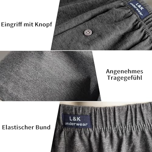 L&K Sparpack Zestaw 6 bokserek męskich Webboxer z klasycznymi wzorami, bielizna bawełniana męska 1405, XXL