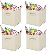 Holdfiturn 4 Pcs Cube Storage Box 27x27x28cm Collapsible Storage Cubes Foldable Fabric Storage Bi...