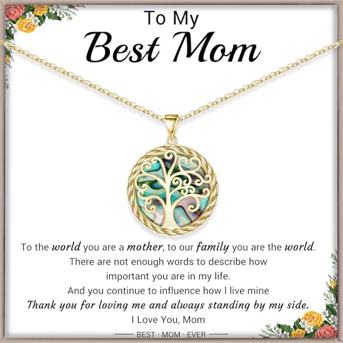 Christmas Gifts for Women Tree of Life Necklace for Women Birthday Gifts for Her Stocking Stuffers Pendant Necklace with Shell Tree Mothers Day Gift for Mom Grandma Wife Daughter Anniversary Christmas Jewelry