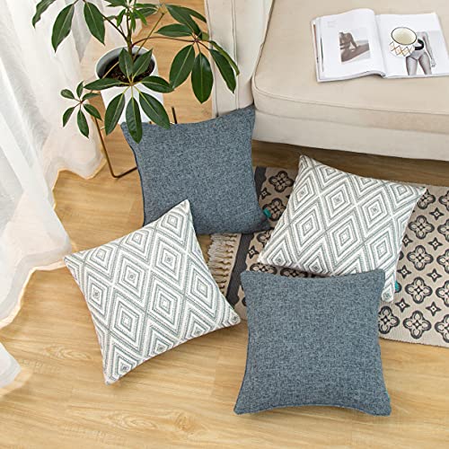 Hpuk Decorative Throw Pillow Covers Set Of 4 Couch Pillows Accent Cushion Cover For Couch Sofa Living Room, 20"X20" Inches, Blue #TOP3