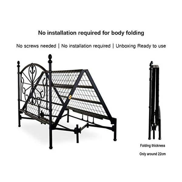 IRON Foldable Wrought Bed Does Not Need To Be Installed, Light And Simple Double Bed Non-slip Foot Mat Ultra-quiet Load Capacity Up To 400 Kg - Image 7