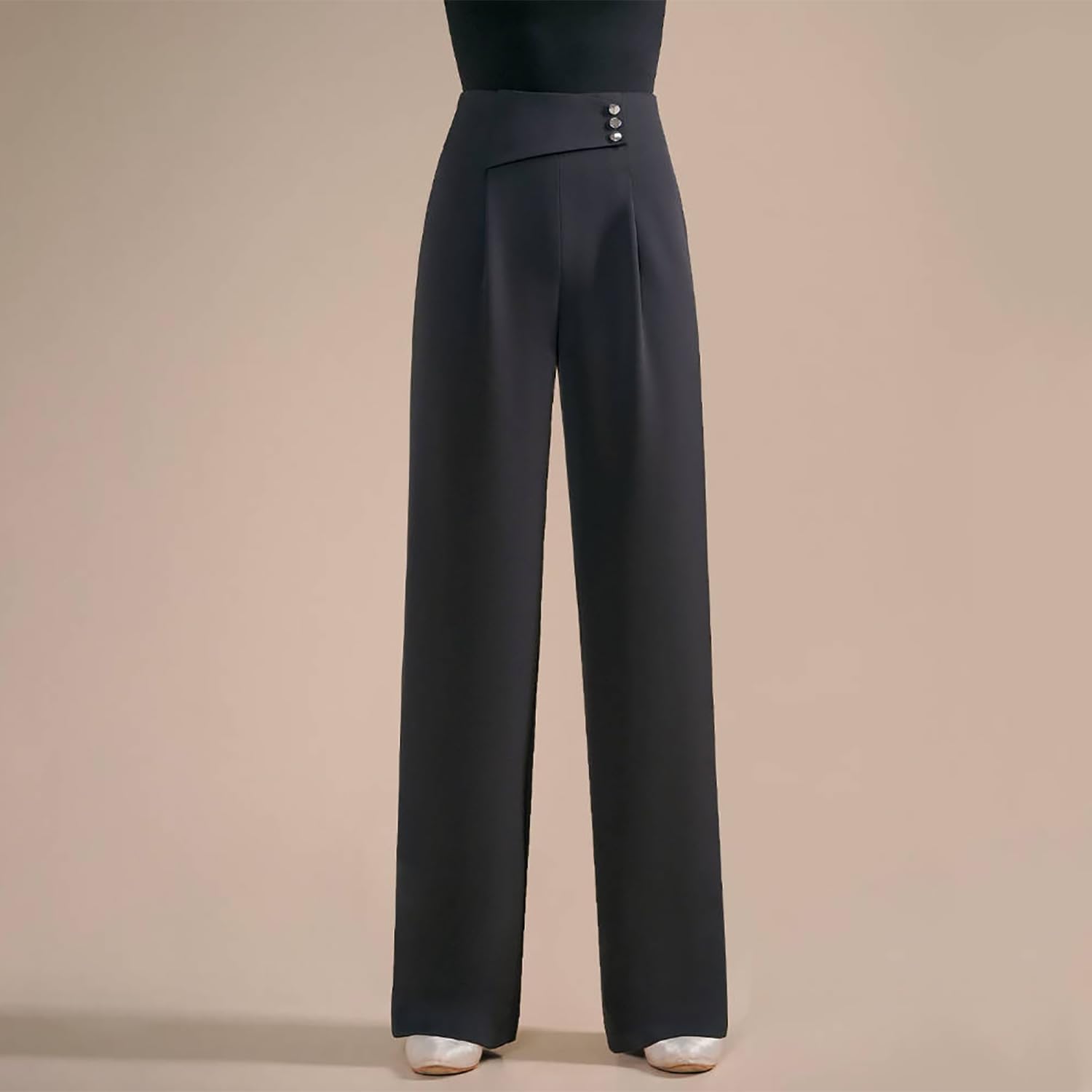 Pantalón Ancho Baile Latino Y De Salón para Mujer Adulto Pantalón Largo Recto Tango Ropa De Baile Estándar Práctica Liso Y Fluido