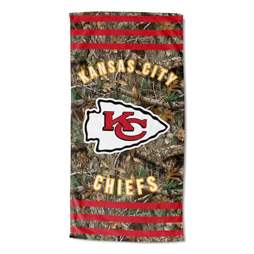 Image of Northwest NFL Kansas City Chiefs Unisex-Adult Beach Towel, 30 inch x 60 inch, Realtree Camo Stripes