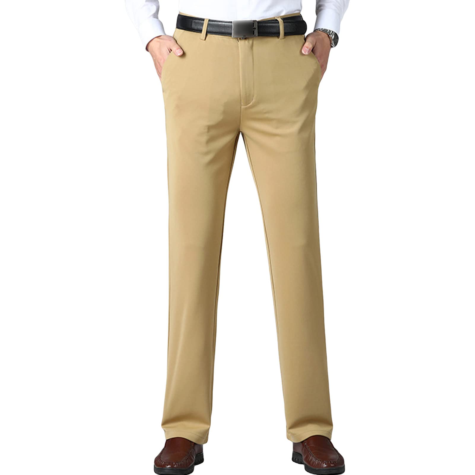 Mens Classic Stylish Stretch Dress Pant Solid Color Slim Fit Skinny Comfort Suit Pant Casual Business Trousers