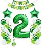 🎈 FÁCIL DE FIJAR - el globo verdes se puede fijar fácilmente con las 4 lengüetas incluidas. Con nuestras fiestas infantiles decoracion pondras acentos llamativos en tus decoraciones de cumpleaños para niños, 2er cumpleaños. El globo numero 2 grande de 80 cm del globo de papel de aluminio extra fuerte es ideal como decoración de mesa o se puede atar a una piñata o a la trona.