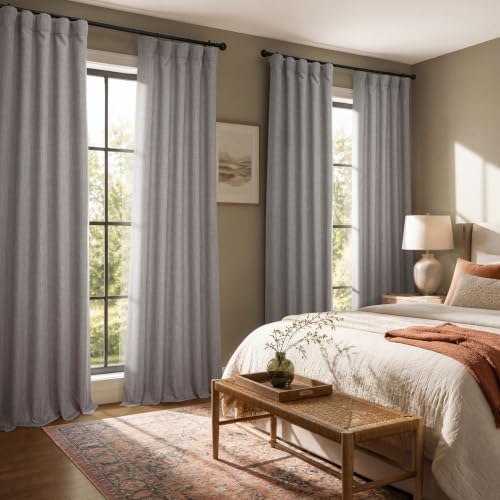 Image of HPD Half Price Drapes - Faux Linen Curtains for Living Room (1 Panel) - 50W X 108L - Textured Room Darkening Curtains for Bedroom 108 Inches Long - Drapes for Home Decor, Clay