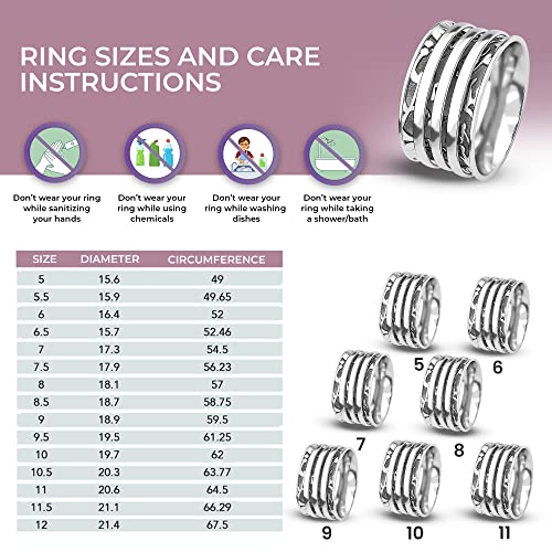 Shop Lc Anxiety Ring For Women 925 Sterling Silver Spinning Spinner Rings For Men Oxidized Flower Concave Boho Statement Jewelry Band Meditation Stress Relief Gifts Size 10 Birthday Gifts #TOP4