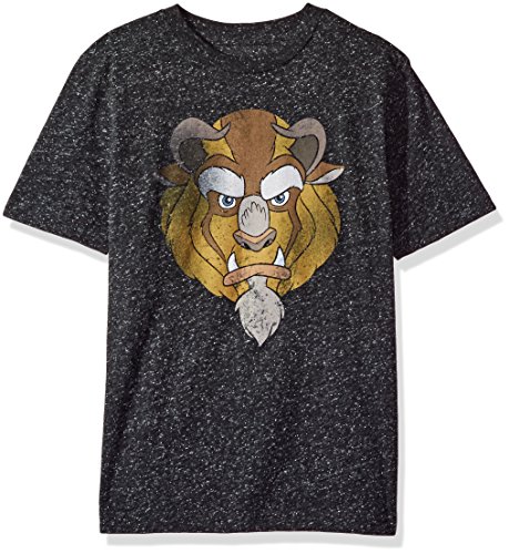 Disney Big Boys' Beauty and the Beast T-Shirt, Black Speckle, L