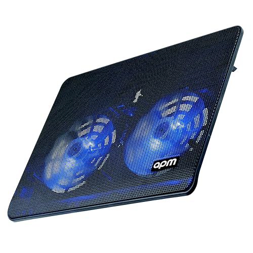 APM Support Ventilé pour Ordinateur Portable, Structure Métal Résistante, 2 Ventilateurs Silencieux avec LED Bleue, Refroidisseur Efficace pour PC Portable...