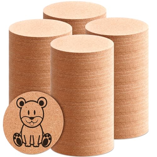 Layhit Cork Coasters for Drinks Absorbent Cork Trivets 4 Inch Bulk Blank Coasters for Kitchen Office Dishes Plate Wine Glass Cup Cottage DIY Crafts(300 Pcs,Round)
