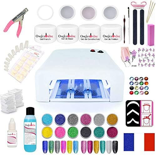 Eco Lamp Manicure Kit UV Gel Nail Art Tips False Nails White