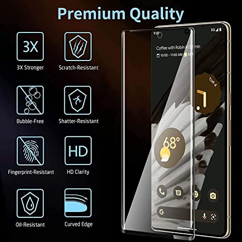 Image of STP FEEL Advanced Full Glue Tempered Glass Screen Protector Guard for Google Pixel 7 Pro 6.7 Inch (Black, Pack of 1) Full Coverage With Easy Installation Kit