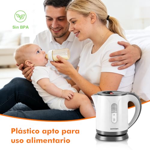 Miniatura 6 de Grifema Gc1001 Hervidor De Agua Eléctrico 0,8 Litros, 1100 W De Potencia, Base 360 , Filtro Antical Desmontable, Sistema De Seguridad, Plástico