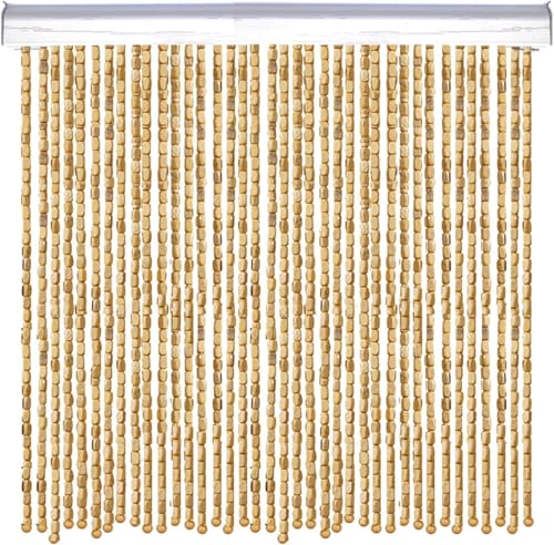 Rideaux de porte en perles de bois naturel et finitions bambou - 4