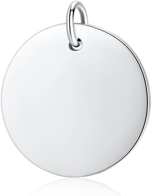 925 Sterling Silver Flat Blank Round Pendants Stamping Tags Engravable Coin Disc Plate Gold Charms for Necklace Bracelet Jewelry DIY