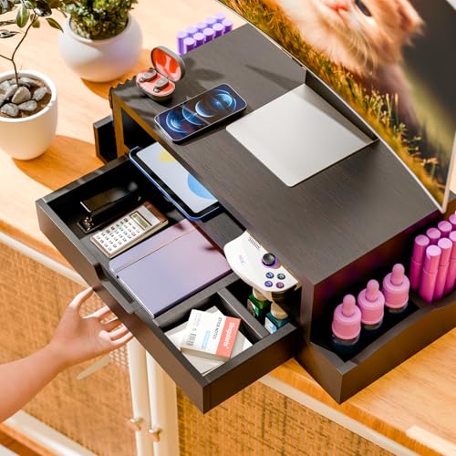 image for Simple Trending Monitor Stand Riser and Computer Wood Desk Organizer w