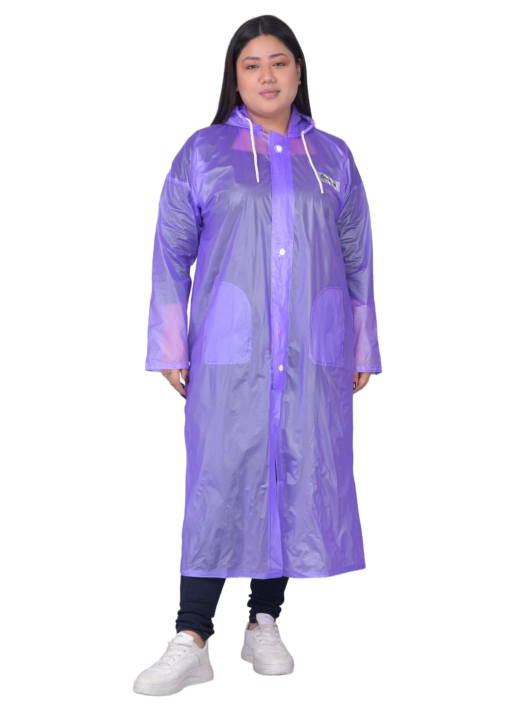 dollar Unisex Transparent PVC Waterproof Long Raincoat | Zipper & Button Closure | Adjustable Hood & Pocket | Lightweight Reusable Rainwear for Men & Women-picture-22