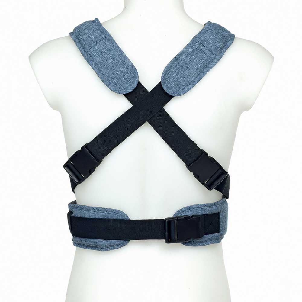 Foppapedretti Marsupio Porta Bimbo Marsupi8, bambini da 3.5 a 9 Kg, rinforzo lombare, spallacci imbottiti, fibbie laterali, utilizzabile fronte genitore/strada riduttore primi mesi incluso, Jeans Blue
