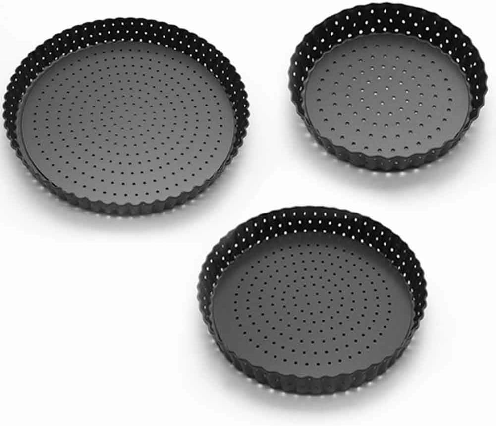 5/8/9inch Non-stick Quiche Tart Pan, Perforated Round Tart Pan with Removable Loose Bottom Tart Pie Pizza, Pie Tray Bakeware Baking Dish Pan, Round Fluted for Baking Home Restaurant Hotel