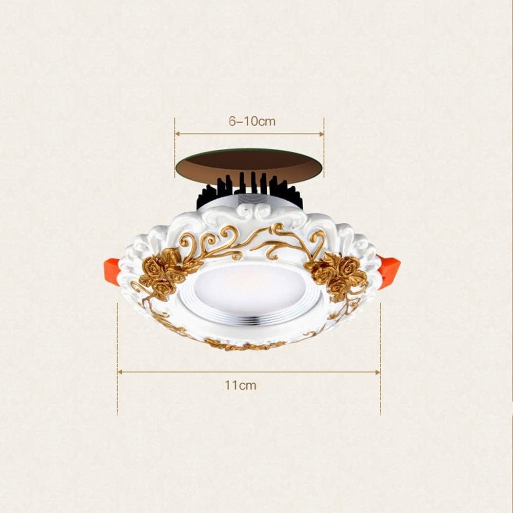 Recessed Hand-carved Resin LED Tri-color Light Recessed Downlight European Fashion Carved CRI80 Embedded Ceiling Light for Hotel Commercial Lighting AC85-265V Anti-glare Recessed Spotlight Integ