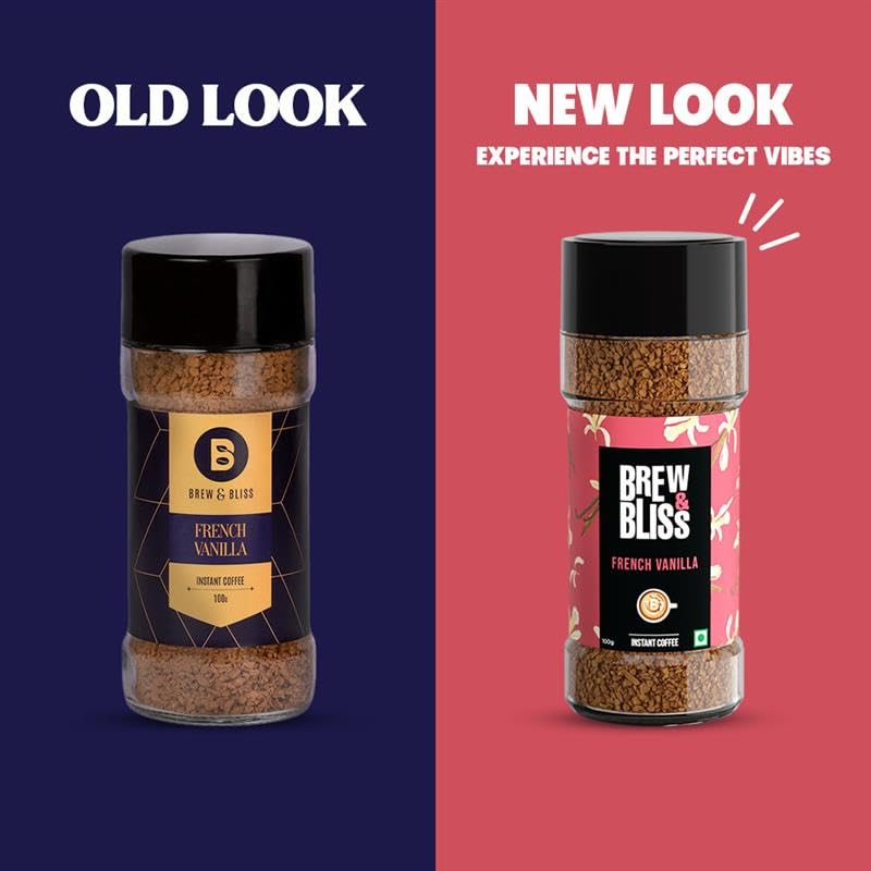 Image of Brew & Bliss French Vanilla Coffee | 100g | Instant Premium Flavored Coffee | Cafe-style Coffee at home | Zero Preservatives | Make Upto 50 Cups of Strong Hot & Cold Coffee