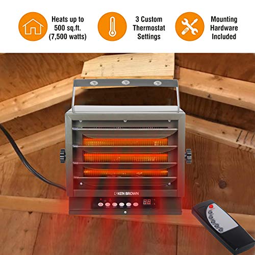 KEN BROWN 7500W Watt Digital Fan Forced Ceiling Mount Heater with FullFunction Remote and