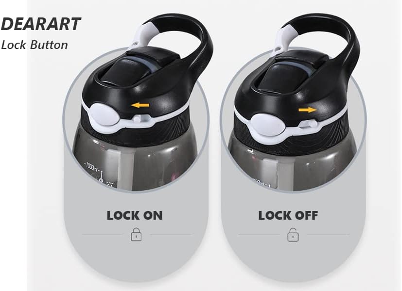 DEARART 32oz Dark Cyan Water Bottles With Narrow Straw, BPA FREE and Hidden Cup Mouth, Summer Clear Bottle With Handle, Suit Office Sports Work Gym Yoga Traveling etc. - Image 5