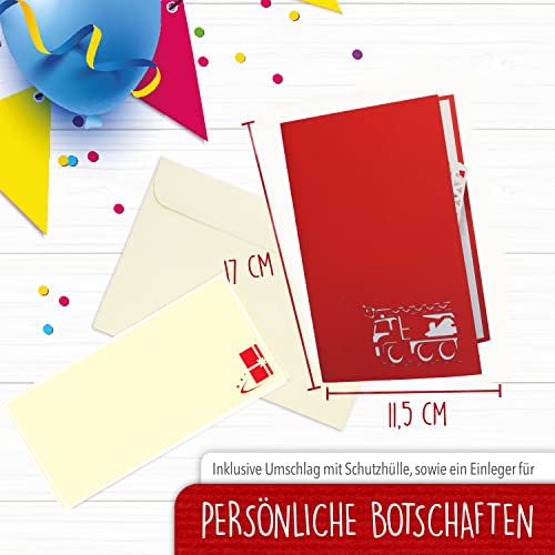 Lin17323, Pop Up 3D Greeting Card, Special Occasions, Birthdays, Anniversary, Love, Romance, Just Because, Thank You Note, Invitation, Get Well, Retirement, Farewell, Welcome, Graduation, Congratulation, Travel Voucher, Gift Card, Fire Truck, N216 #TOP1