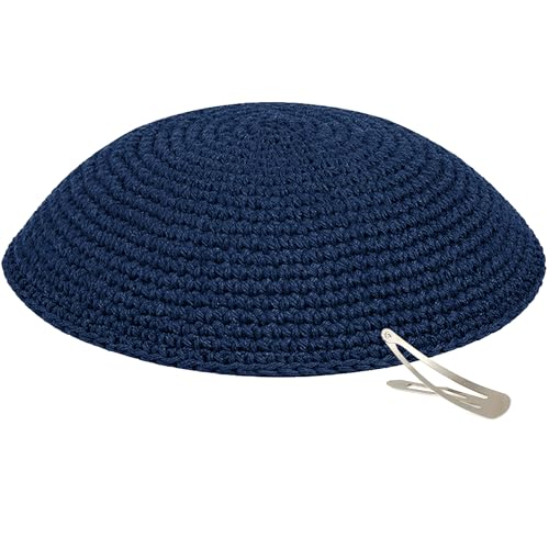 Image of Zion Judaica Quality Knit Kippahs Bulk Packs Knitted Kippot and Single Hand-Knit Kippas Kipa Clips Included