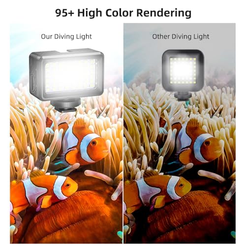 Andoer Unterwasserlicht für Unterwasserlicht, wasserdicht, RGB, LED, Mini-Videolicht, wasserdicht, bis 40 m, für Action-Cam für Unterwasseraufnahmen