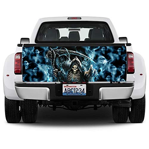 FLAGWIX Truck Decals-Grim Reaper Truck Tailgate Decal Sticker Wrap QNK554TD, 66 x26 Bumper Stickers Graphics for Car Trucks SUV