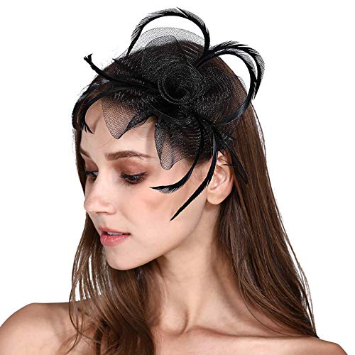 Fascinator Feather Fascinators for Women Pillbox Hat for Tea Party Derby Royal Banquet