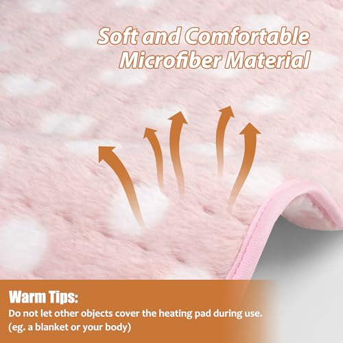Image of Electric Heating pad for Back Neck Shoulder Knee Arms Legs- Electric Heat Pads with 6 Heat Settings & Auto Shut Off &Dry /Moist Heat Heating Pad for Birthday Mother Father Girl Men Women, Pink White