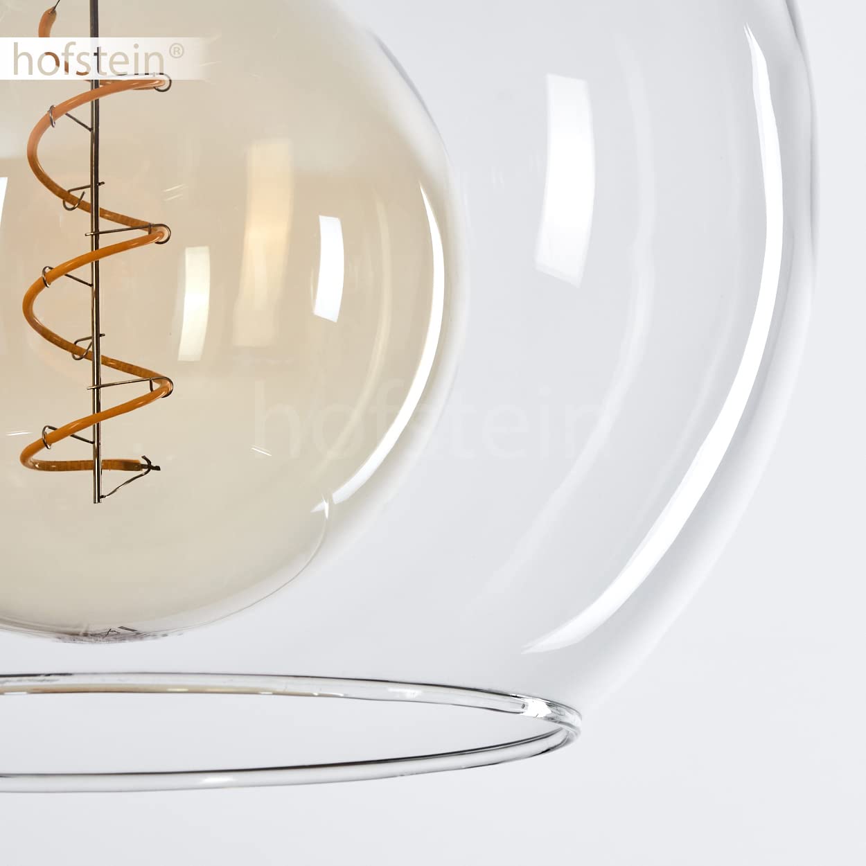 Lampada a sospensione Koyoto, lampada in metallo/vetro in nero/oro/chiaro, design retrò con paralumi in vetro (Ø15 cm; 20 cm; 25 cm), altezza massima 146,5 cm, 3 luci, 3 x E27, senza lampadina/e